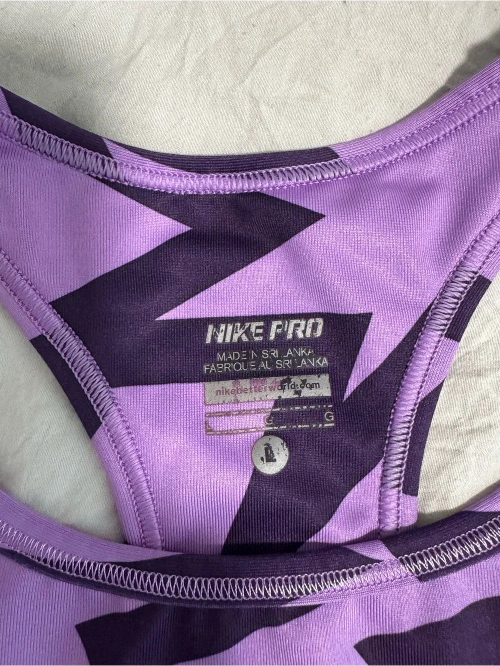 Nike Purple Graphic Racerback Sports Bra with White Swoosh